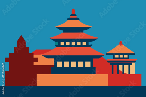 vector illustration of chinese temple