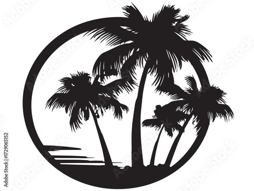 Tropical silhouette icon vector illustration solid black symbol for exotic destination