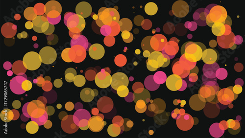 Scattered translucent circles in warm tones shape abstract
