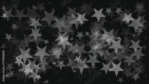 Scattered translucent grey stars a dark shape symbol