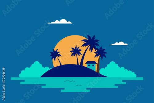 vector illustration of a tropical island