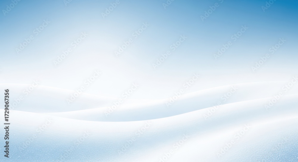 Naklejka premium Snowy hills under a soft blue sky, winter landscape scenery