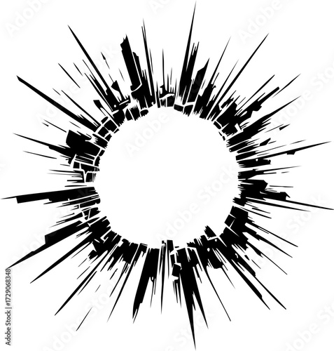 Broken Shattered Glass Crack Explosion Vector Icon for Design