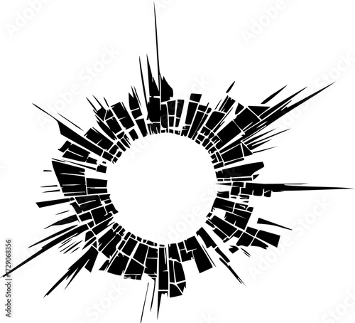 Broken Shattered Glass Crack Explosion Vector Icon for Design