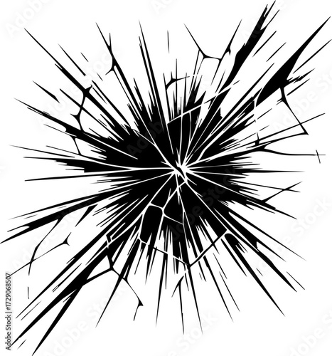 Broken Shattered Glass Crack Explosion Vector Icon for Design