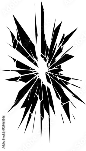 Broken Shattered Glass Crack Explosion Vector Icon for Design