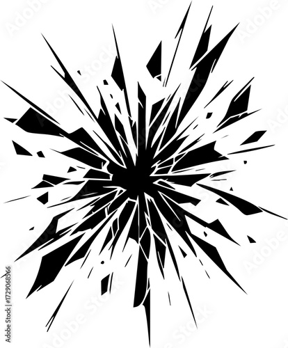 Broken Shattered Glass Crack Explosion Vector Icon for Design