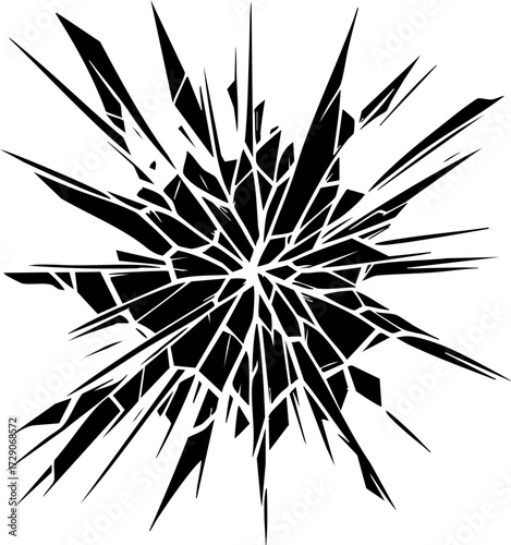 Broken Shattered Glass Crack Explosion Vector Icon for Design