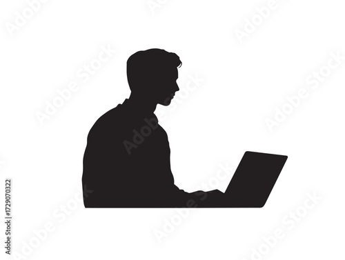 Using technology silhouette icon vector illustration solid black symbol