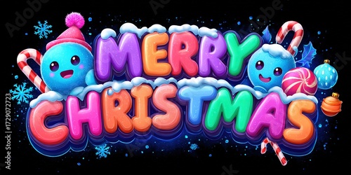 Children's Christmas banner with a funny cartoon 
