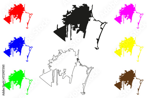 Cancun city (United Mexican States, Mexico, Quintana Roo State) map vector illustration, scribble sketch Cancún map