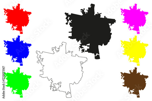 Celaya city (United Mexican States, Mexico, Guanajuato State) map vector illustration, scribble sketch Celaya map
