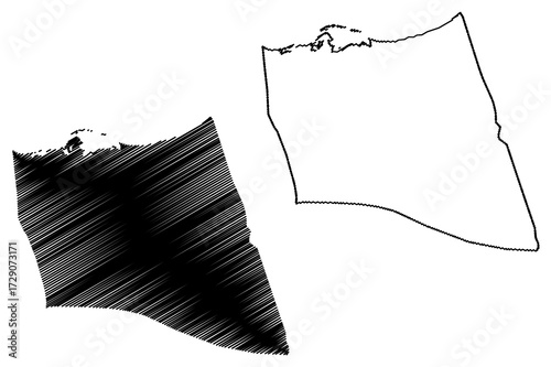 North Sinai Governorate (Governorates of Egypt, Arab Republic of Egypt) map vector illustration, scribble sketch South Sinai map