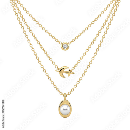 Wallpaper Mural Elegant Layered Necklace Close-Up Transparent Background PNG Torontodigital.ca