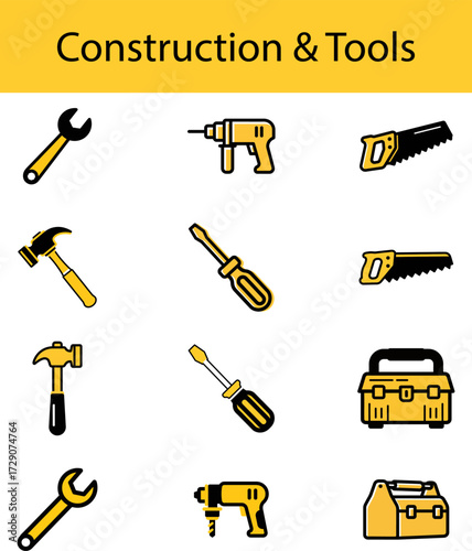 Wallpaper Mural Construction Tool Icons: Hammer, Drill, Saw, Toolbox Torontodigital.ca