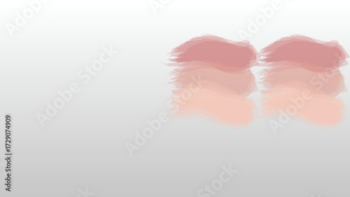 Watercolor painting of soft pink clouds with gentle reflections on light gray gradient canvas design