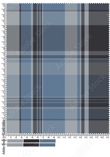 Seamless geometric squared paper texture featuring a blue and navy gingham plaid pattern for a vector textile wallpaper design