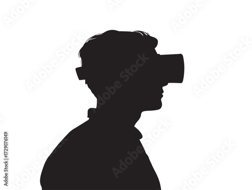 Virtual and augmented reality silhouette icon vector illustration for technology