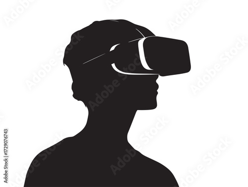 Virtual and augmented reality silhouette icon vector illustration for immersive experience