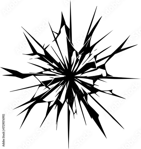 Broken Shattered Glass Crack Explosion Vector Icon for Design