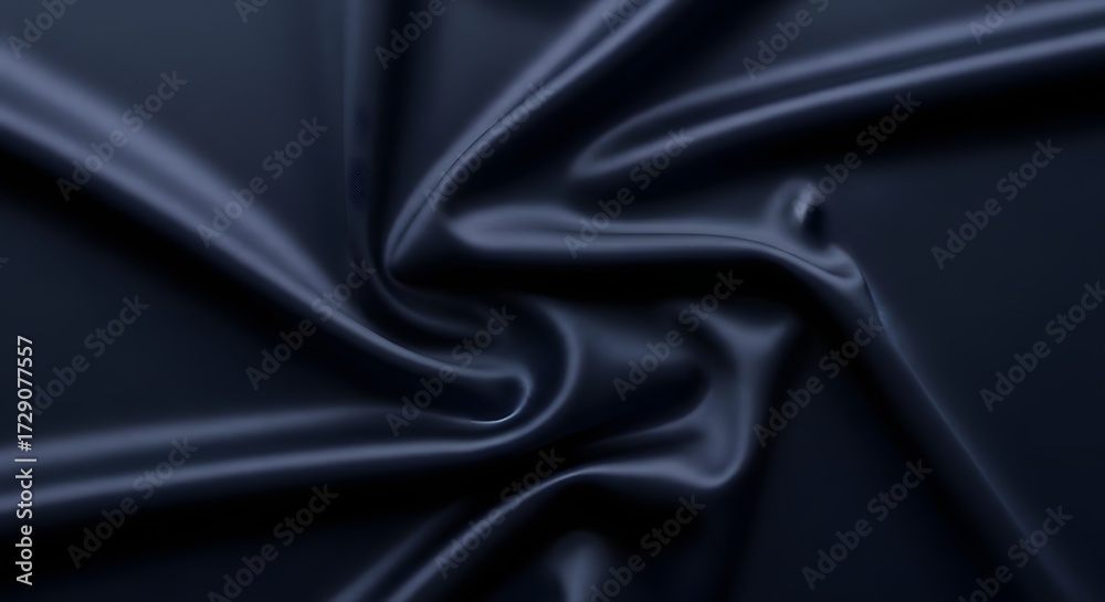 Fototapeta premium Luxurious Dark Navy Blue Satin Fabric with Smooth, Flowing Folds and Elegant Texture, Perfect for Textile Backgrounds and Design Elements