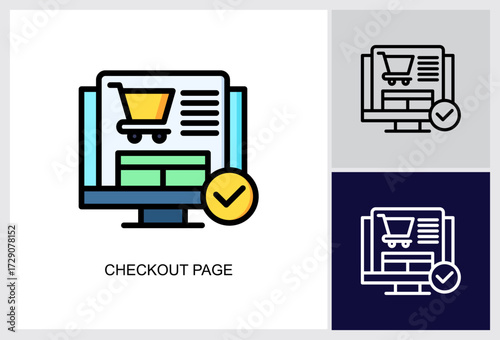 Checkout Page icon Multi Style Vector Illustration 