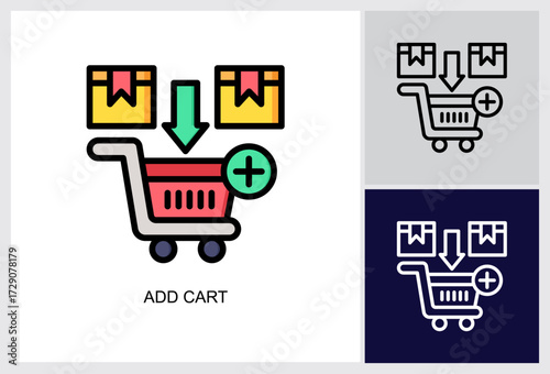 Add Cart icon Multi Style Vector Illustration 