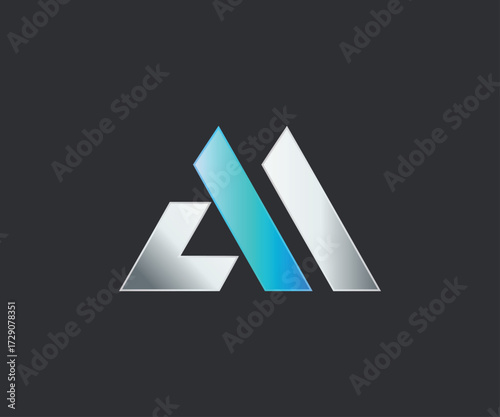 Minimalist AM Initial shape logo design gradient template
