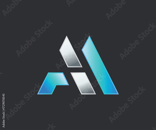 Minimalist AM Letter shape logo design gradient template