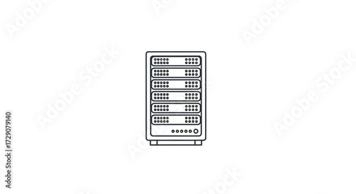 Minimalist illustration of a data server tower showcasing connectivity and technology representation