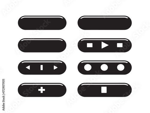 Web buttons silhouette icon vector illustration solid black symbol for site