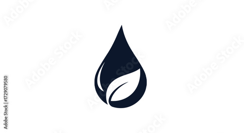 Water drop with leaf inside, symbolizing nature and purity.