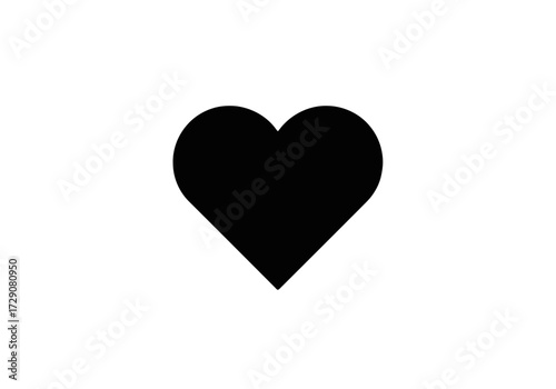 A simple, solid black heart symbol, a universal icon for love and affection, isolated on a plain white background.