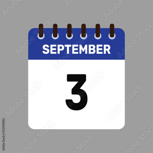 calendar with september 3 icon vector reminder for important deadlines and special events this autumn season