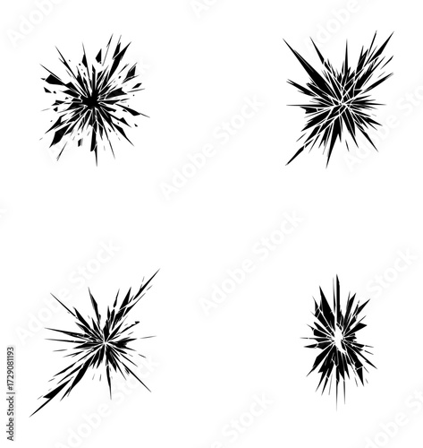 Set of Broken Shattered Glass Crack Explosion Vector Icons for Design
