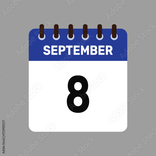 calendar with september 8 icon vector reminder for important deadlines and special events this autumn season