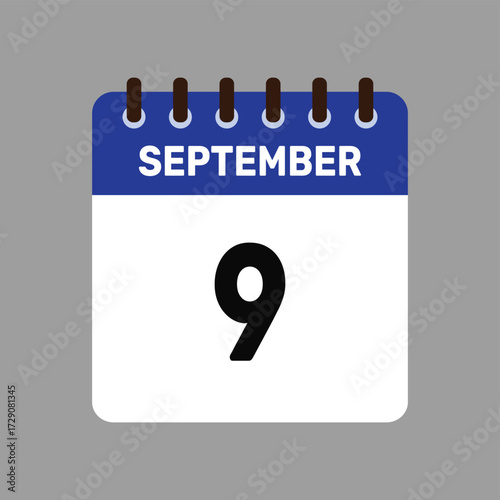 calendar with september 9 icon vector reminder for important deadlines and special events this autumn season