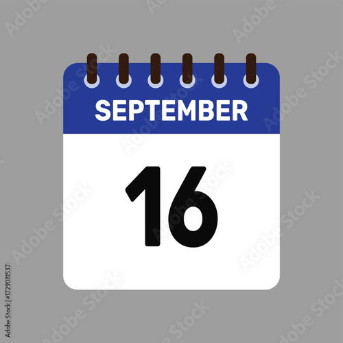 calendar with september 16 icon vector reminder for important deadlines and special events this autumn season