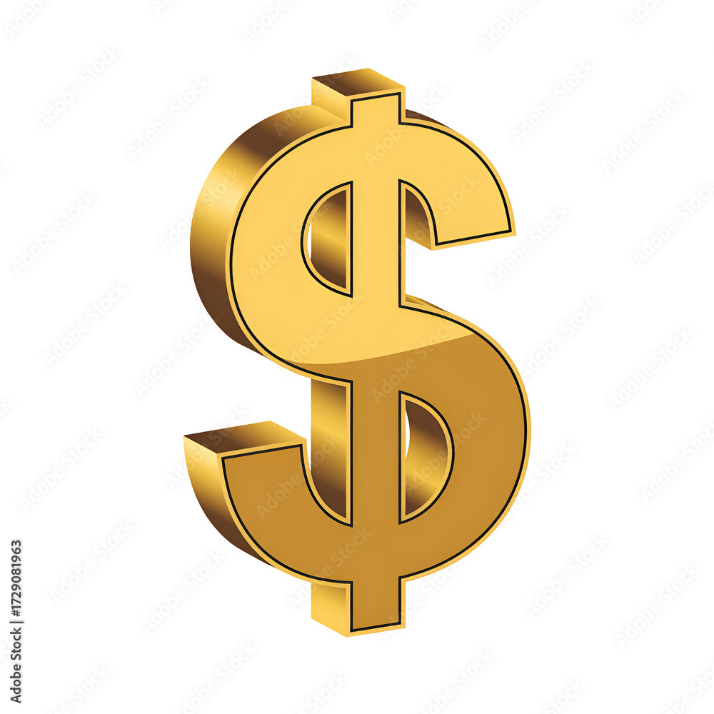 Obraz premium Golden 3D Dollar Sign Symbol on a Black Background money currency