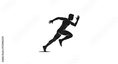 Dynamic silhouette of a male sprinter in a running pose, symbolizing speed and athletic performance.