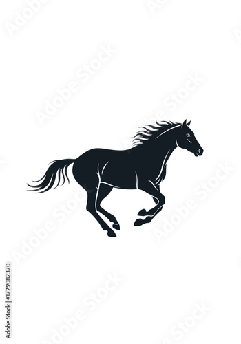 Silhouette of a running horse, a symbol of freedom, speed, and grace, depicted in black.