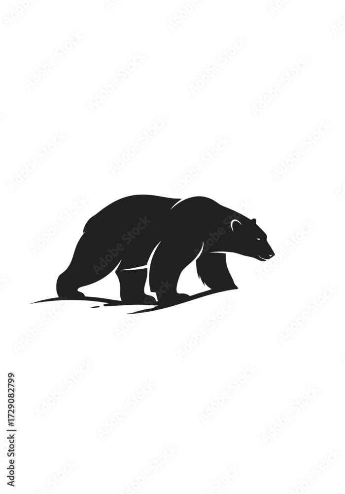 Fototapeta premium Silhouette of a bear walking on a white background.