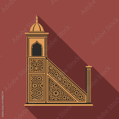 Vector illustration of a detailed, ornate architectural structure with intricate geometric patterns.