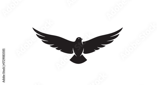 Silhouette of a bird with outstretched wings, a symbol of freedom and flight.