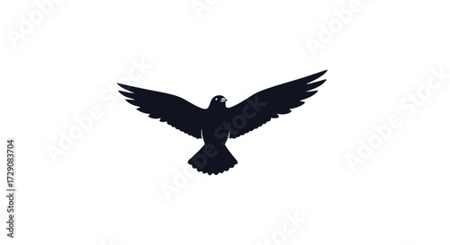 Silhouette of a bird with outstretched wings against a white background.