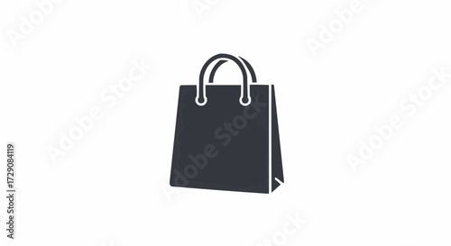 Illustration of a simple shopping bag with handles on a white background in a minimalist style
