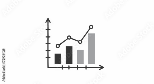 Line graph and bar chart showing increasing trends in data analysis and visualization concepts design