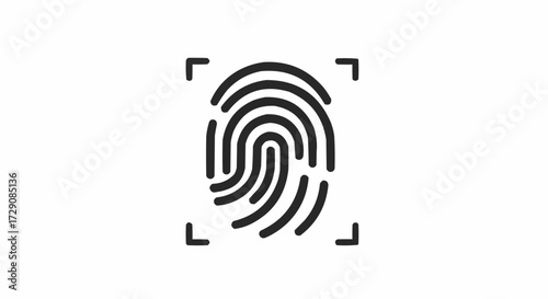 Illustration of a fingerprint scan with corner brackets for identification and security purposes precisely