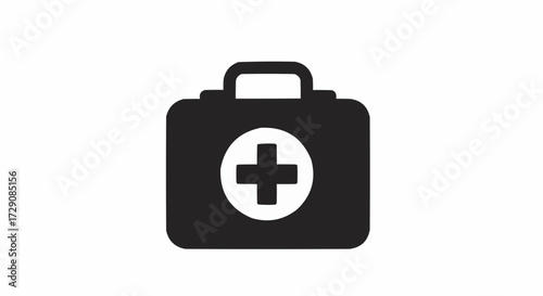 Black medical kit with a white plus sign in the center representing health and emergency care needs