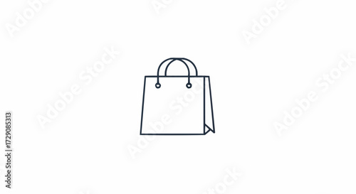Simple line drawing of a shopping bag with handles and a folded corner on a white background